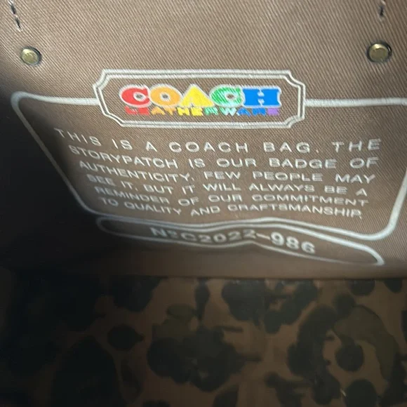 NWT Rare Coach Camo Rainbow Rexy Dinosaur Leather Tote Purse Canvas Case bag FOB - Picture 7 of 11